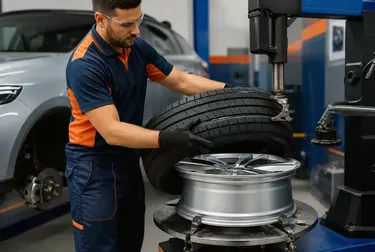 Profissional trocando pneus de um carro em Lagarto.